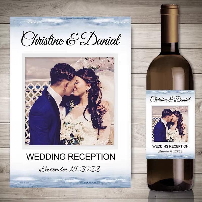 20Pcs Personalize Printing Photo Wine Stickers Labels Wedding Custom Stickers Add Your Picture Candy Favors Gift Bottle Labels