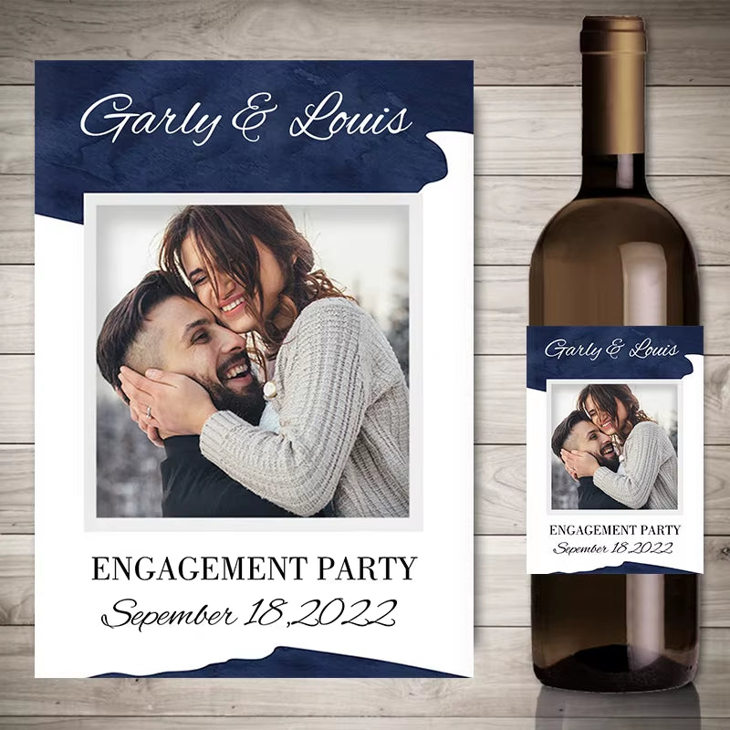 20Pcs Personalize Printing Photo Wine Stickers Labels Wedding Custom Stickers Add Your Picture Candy Favors Gift Bottle Labels