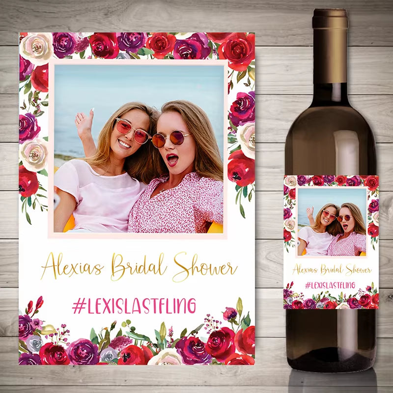 20Pcs Personalize Printing Photo Wine Stickers Labels Wedding Custom Stickers Add Your Picture Candy Favors Gift Bottle Labels
