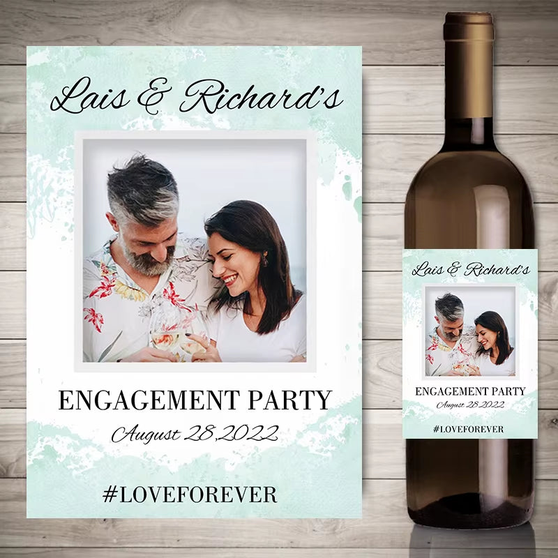 20Pcs Personalize Printing Photo Wine Stickers Labels Wedding Custom Stickers Add Your Picture Candy Favors Gift Bottle Labels