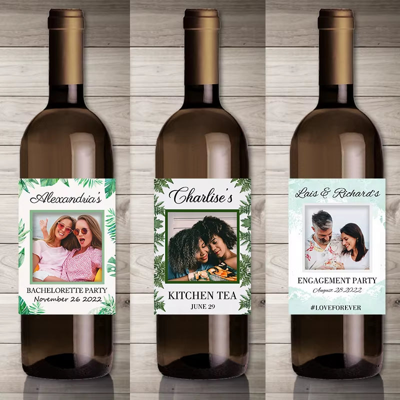 20Pcs Personalize Printing Photo Wine Stickers Labels Wedding Custom Stickers Add Your Picture Candy Favors Gift Bottle Labels