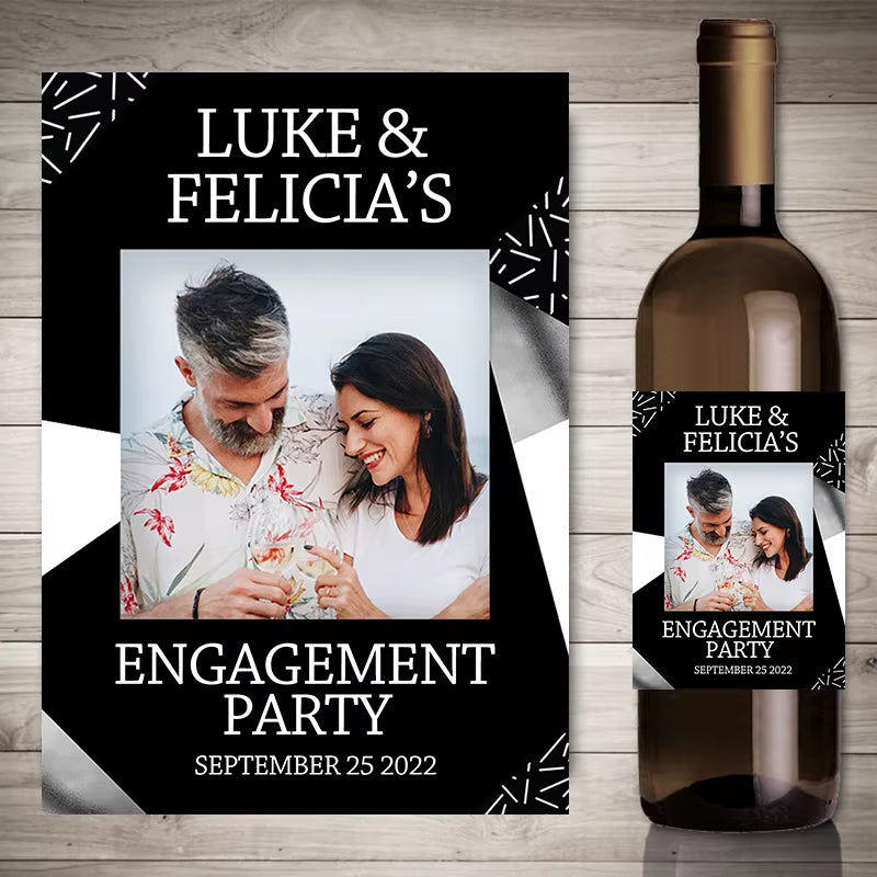 20Pcs Personalize Printing Photo Wine Stickers Labels Wedding Custom Stickers Add Your Picture Candy Favors Gift Bottle Labels