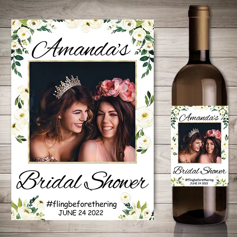 20Pcs Personalize Printing Photo Wine Stickers Labels Wedding Custom Stickers Add Your Picture Candy Favors Gift Bottle Labels