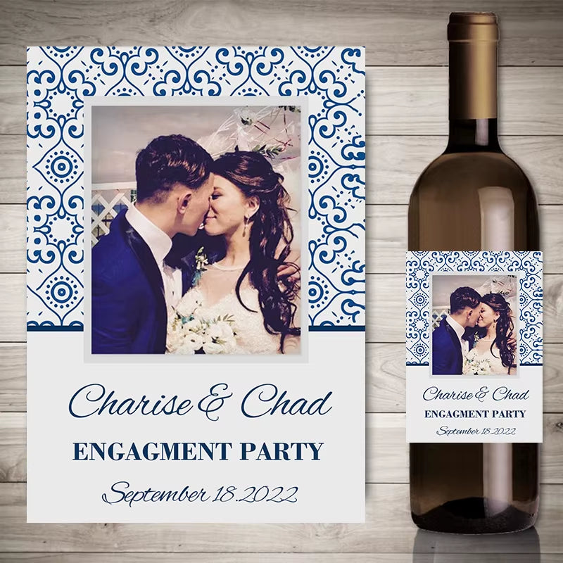 20Pcs Personalize Printing Photo Wine Stickers Labels Wedding Custom Stickers Add Your Picture Candy Favors Gift Bottle Labels