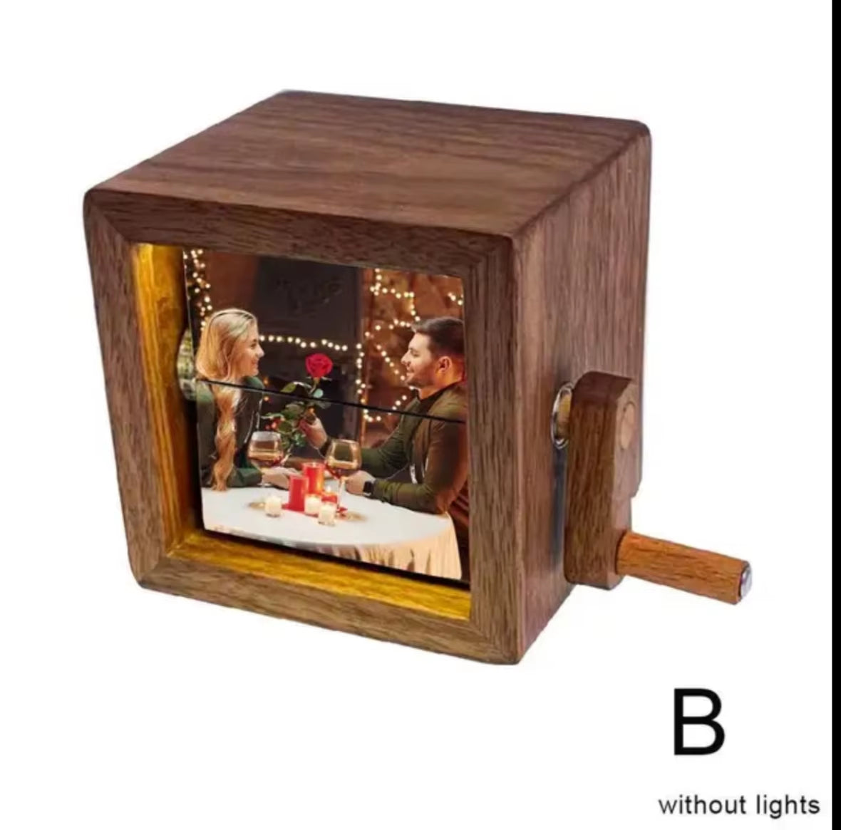 Valentine'S Memorial Gift Walnut Solid Wood Custom Photo Machine Luminous Hand Cranked Flipping Photo Machine Frame